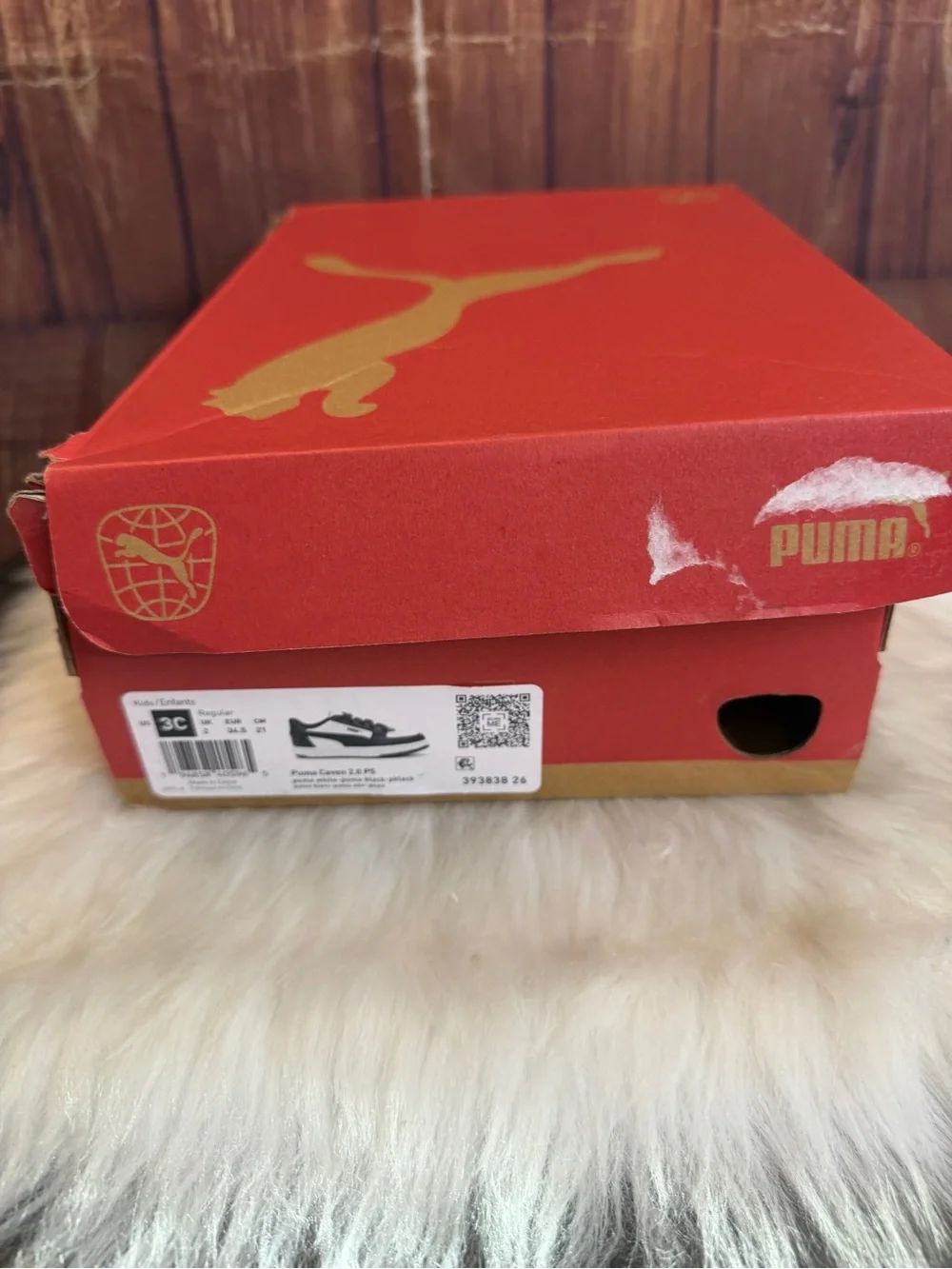 Puma Kids Caven 2.0 PS Black White Sneakers Shoes Size 3C